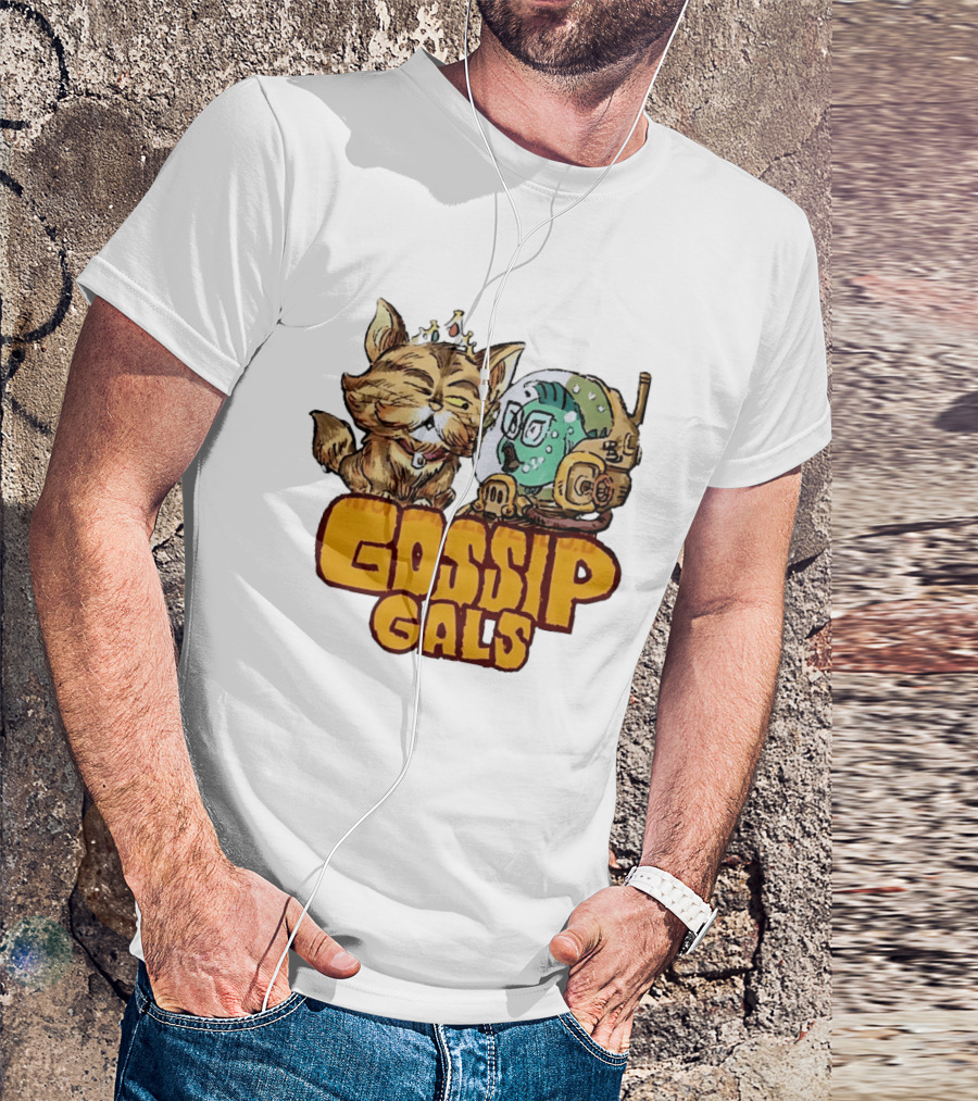 Gossip Gals Royal Cat With Crown And Fish In Astronaut Helmet T-Shirt