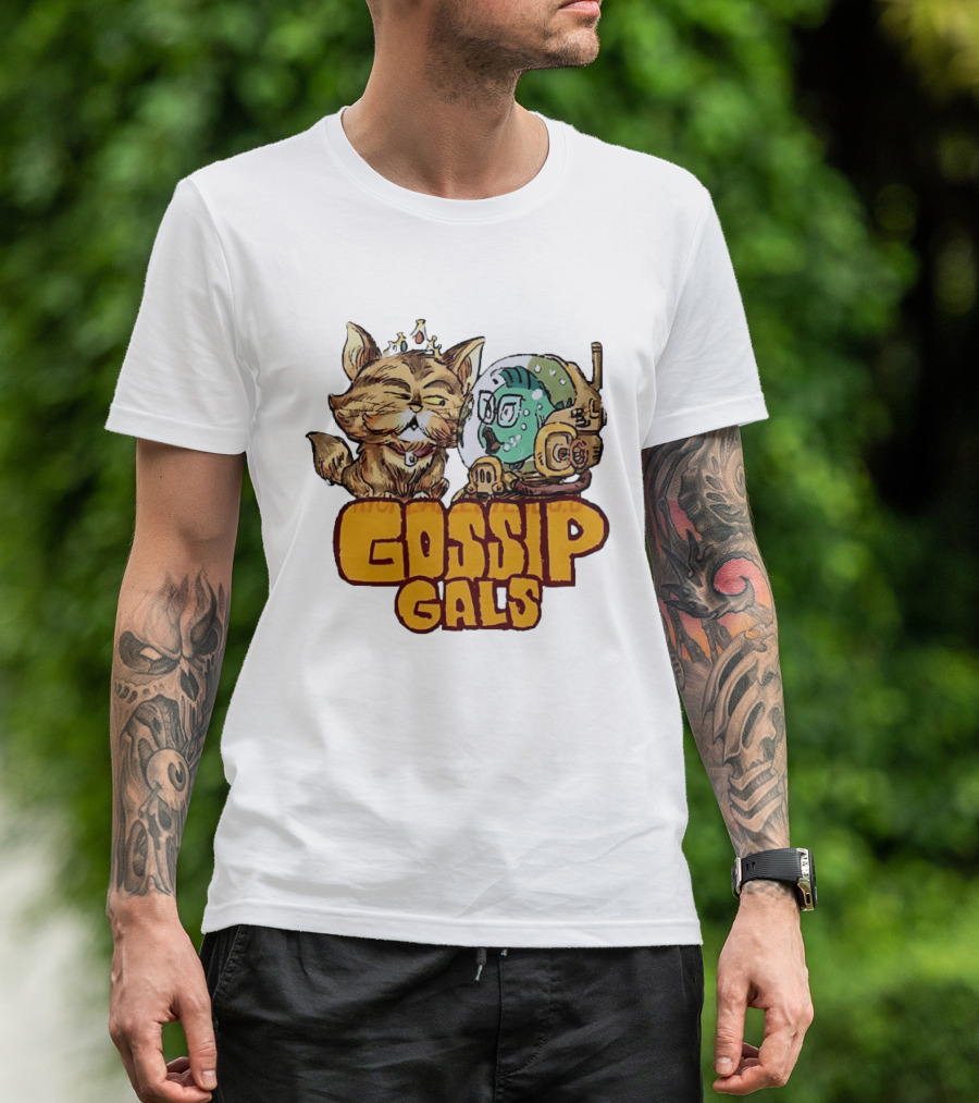 Gossip Gals Royal Cat With Crown And Fish In Astronaut Helmet T-Shirt