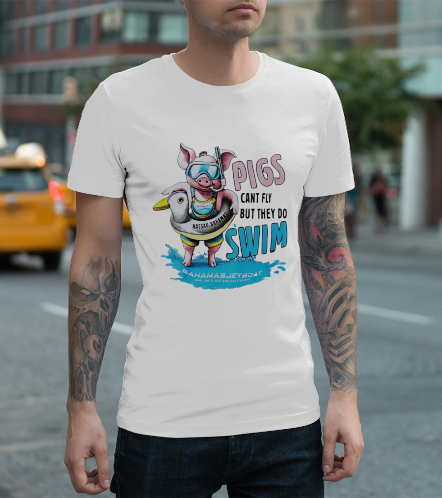 Pigs Fly Nassau Scuba Sand Sea Swim T-Shirt