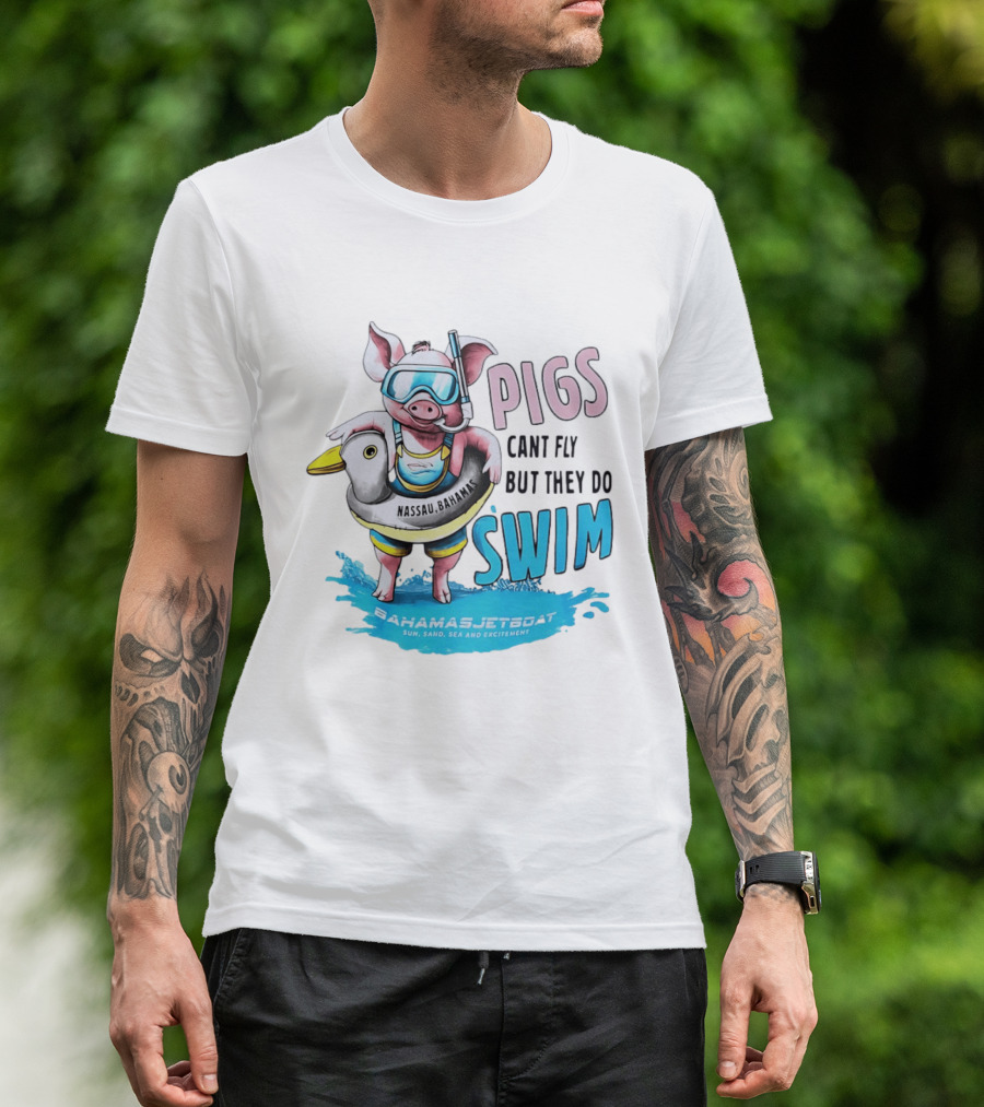 Pigs Fly Nassau Scuba Sand Sea Swim T-Shirt