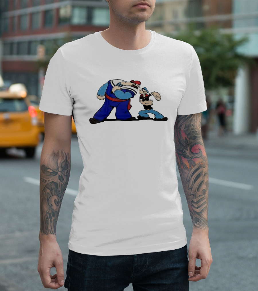 Popeye Vs Sindbad Epic Showdown Classic Cartoon Battle T-Shirt