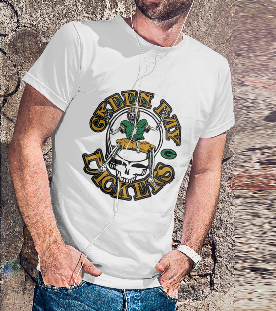 Green Bay Packers Skeleton Grateful Dead Collaboration T-Shirt