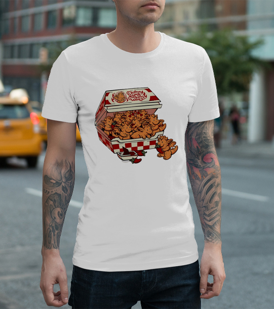 Spicy Wings Box Full Of Cute Dragons With Peppers And Hearts T-Shirt