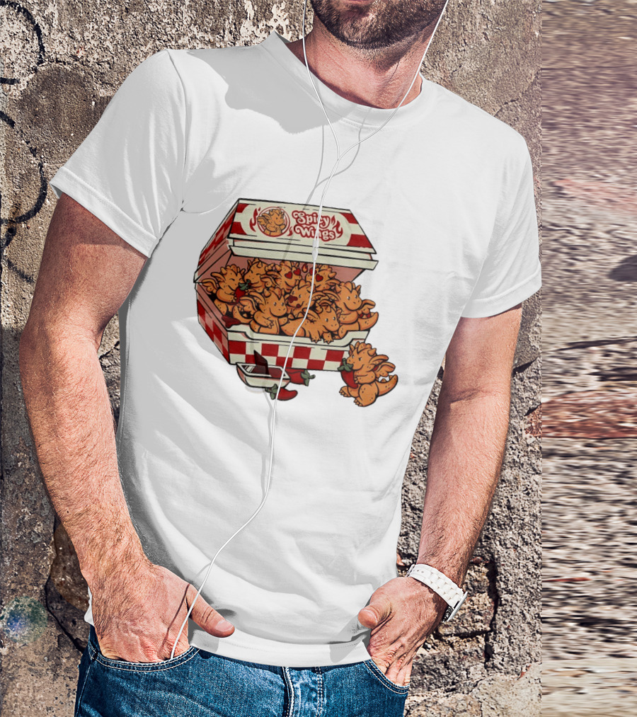 Spicy Wings Box Full Of Cute Dragons With Peppers And Hearts T-Shirt