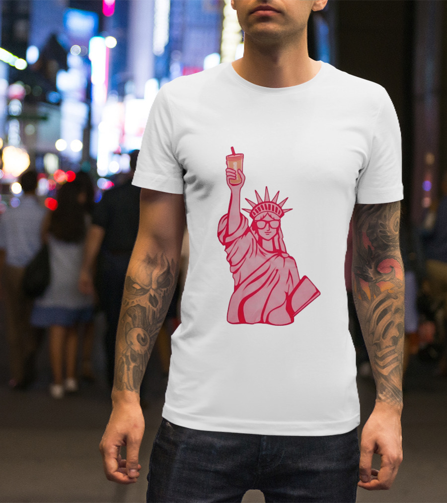 Statue Of Liberty Sunglasses Iced Drink T-Shirt