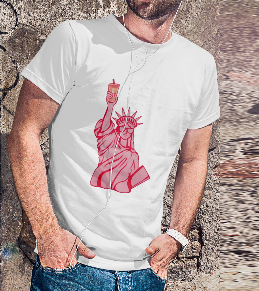 Statue Of Liberty Sunglasses Iced Drink T-Shirt