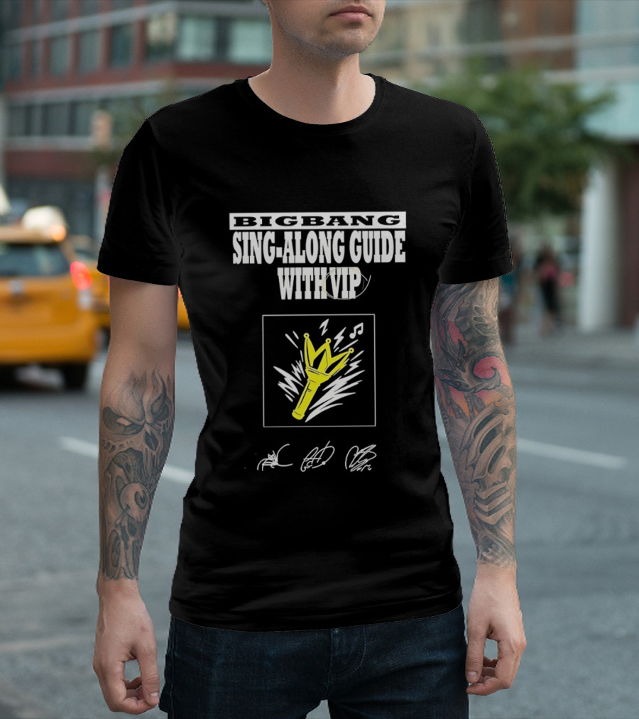 BIGBANG Sing Along Guide With VIP Lightstick And Signatures T-Shirt