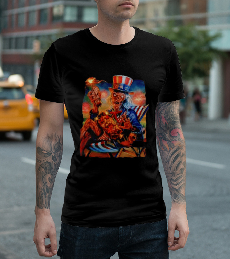 Crypt Keeper Uncle Sam 4th Of July Firework Spectacle T-Shirt