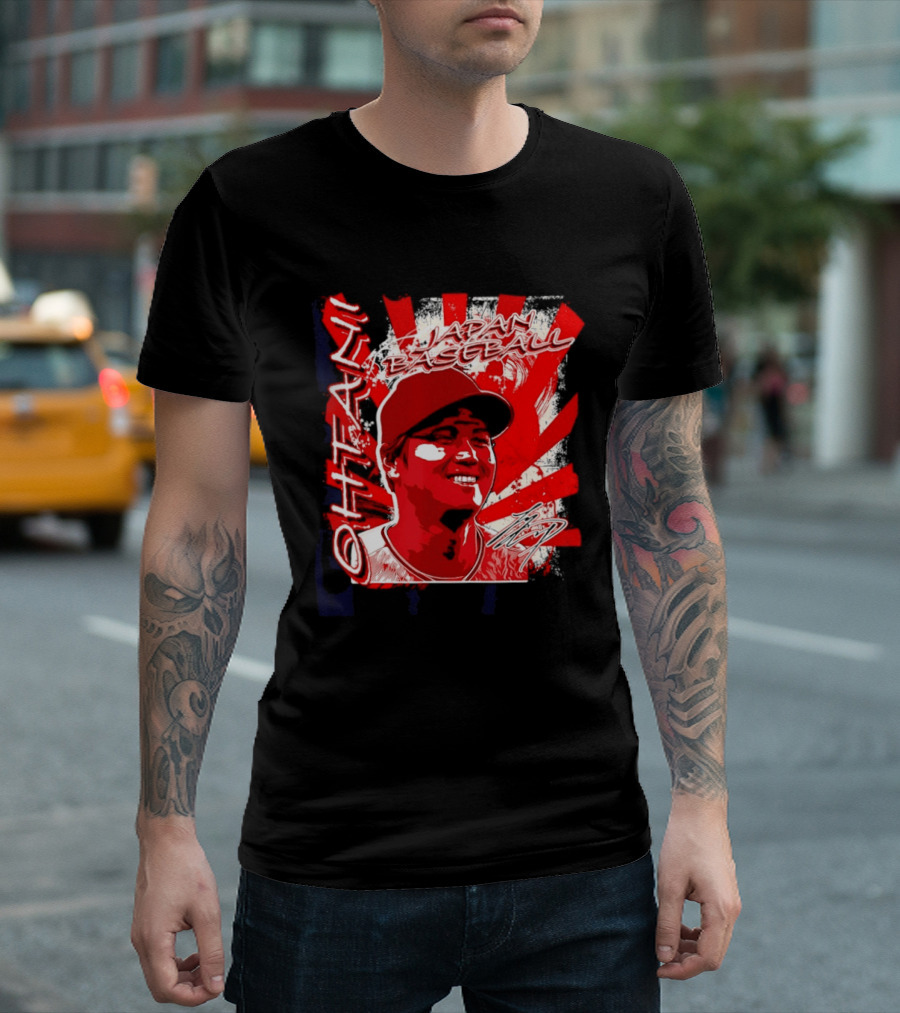Japan Baseball Shohei Ohtani MLB International Red White Sunburst T-Shirt