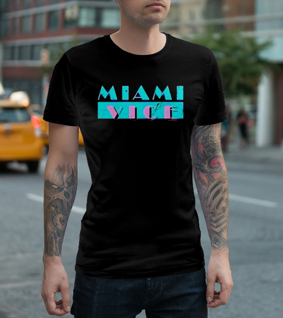 MIAMI VICE Retro Neon Blue Pink Aesthetic T-Shirt