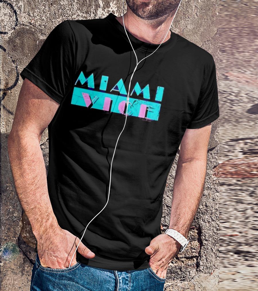 MIAMI VICE Retro Neon Blue Pink Aesthetic T-Shirt