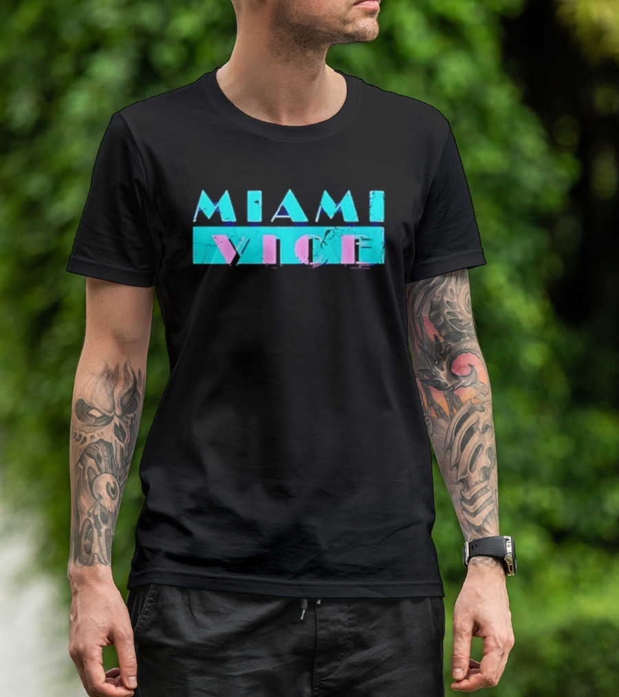 MIAMI VICE Retro Neon Blue Pink Aesthetic T-Shirt