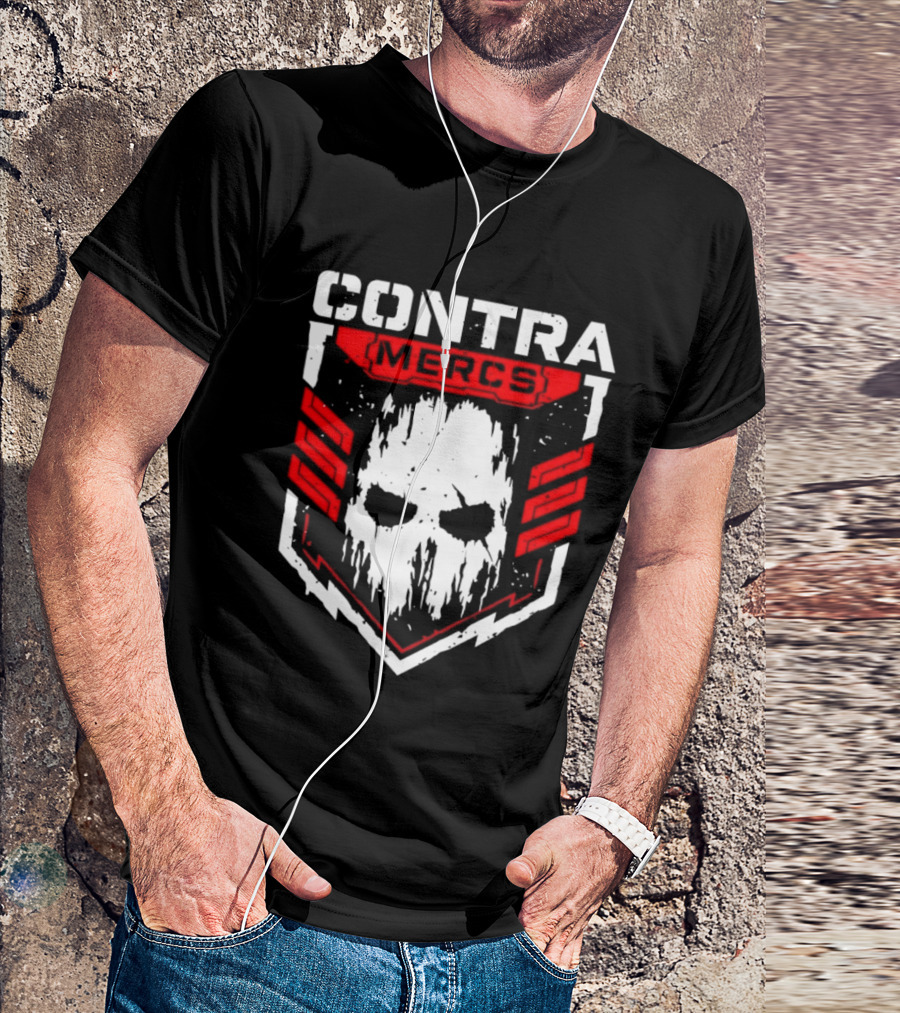 MLW Contra Mercs Skull Emblem Red Stripes T-Shirt