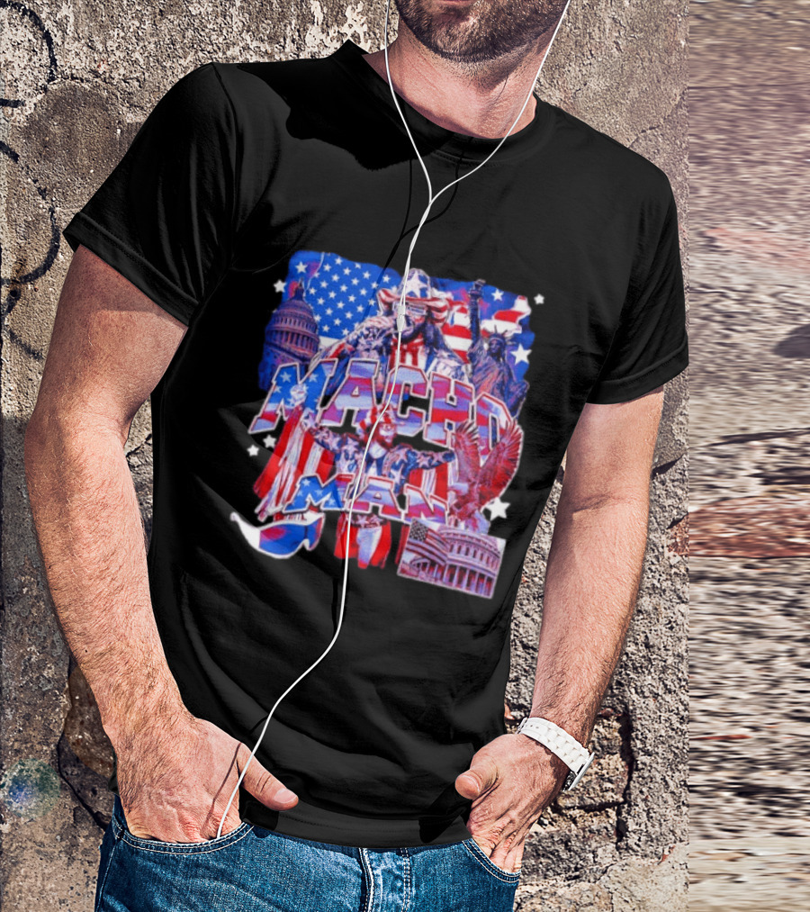 Macho Man America Independence Day Patriotic Retro USA T-Shirt