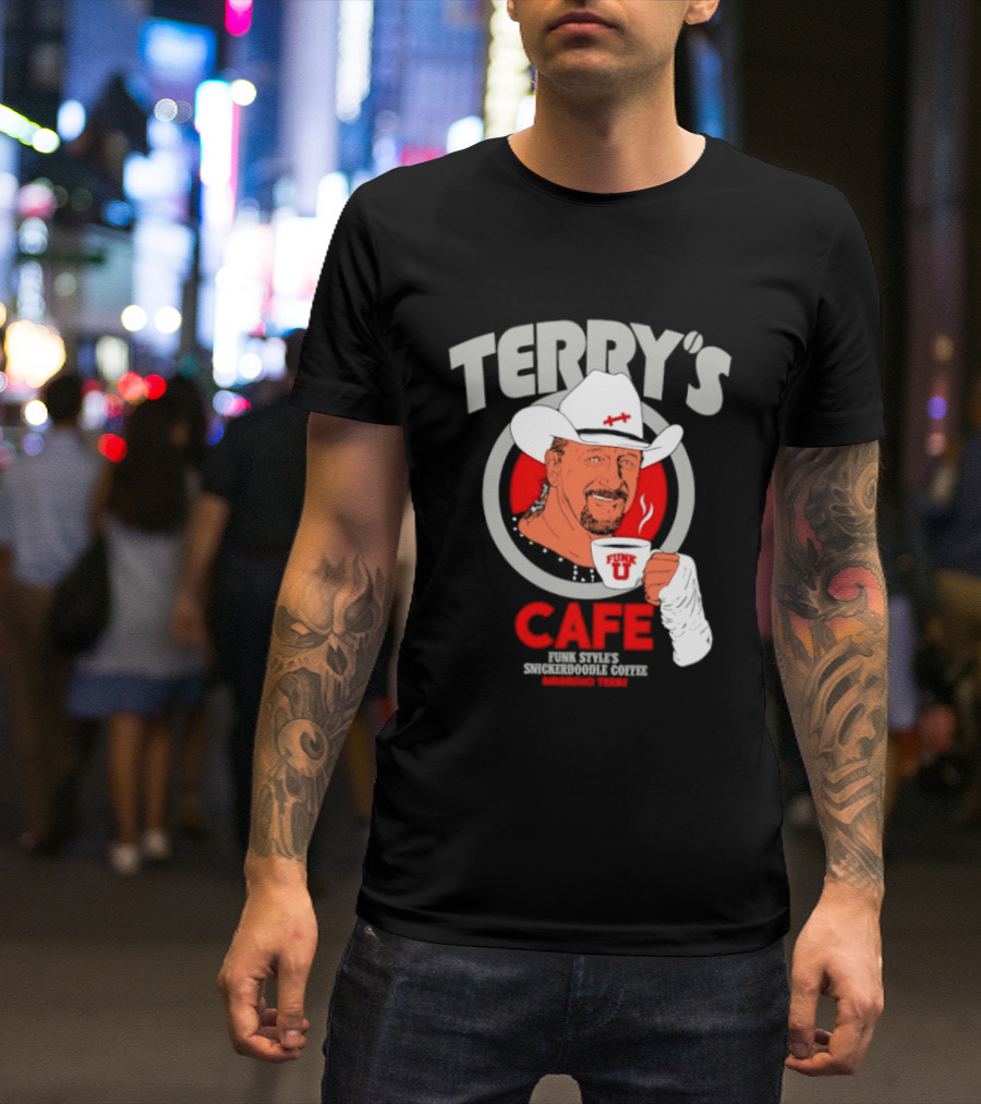Terry's Cafe Terry Funk Funk U Coffee Cowboy Bandage T-Shirt