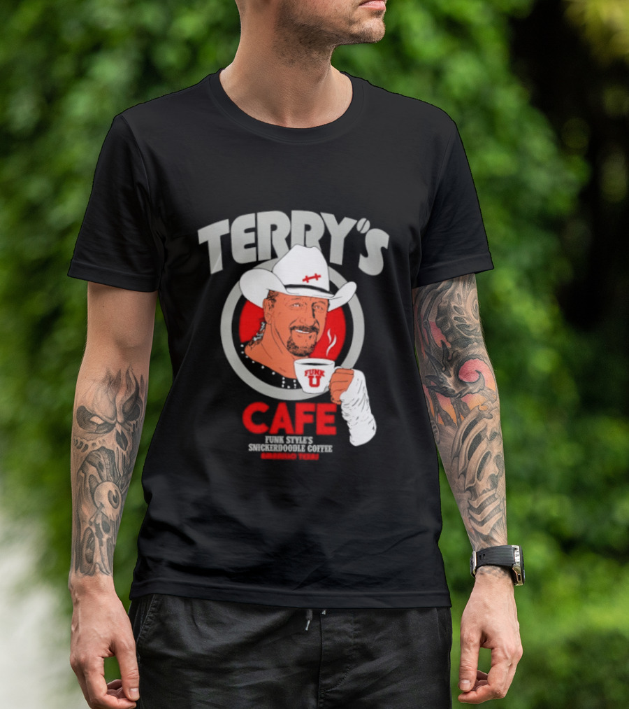 Terry's Cafe Terry Funk Funk U Coffee Cowboy Bandage T-Shirt
