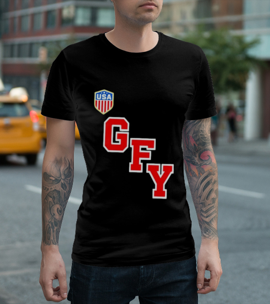 GFY USA Team Red Lettering And Shield T-Shirt