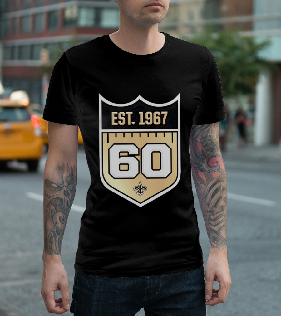New Orleans Saints 60th Anniversary Est 1967 Fleur De Lis NFL Celebration T-Shirt