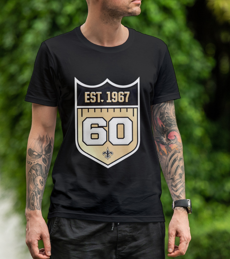 New Orleans Saints 60th Anniversary Est 1967 Fleur De Lis NFL Celebration T-Shirt