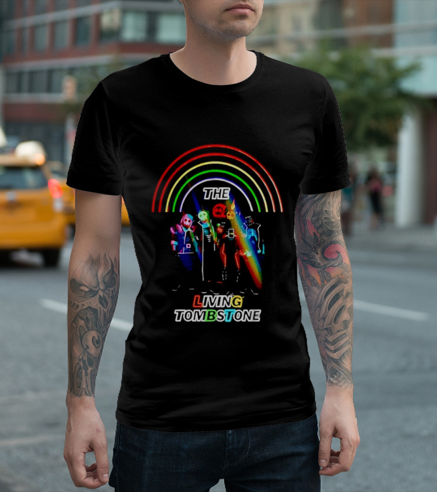 The Living Tombstone Neon Rainbow Characters T-Shirt