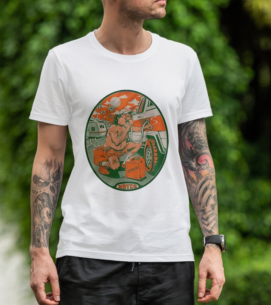 The Red Clay Strays X Soundwaves Creative Hollywood Florida 2026 Ellipse Shape HBYCO Unleaded Palm Trees Moon Retro Camper Scene T-Shirt