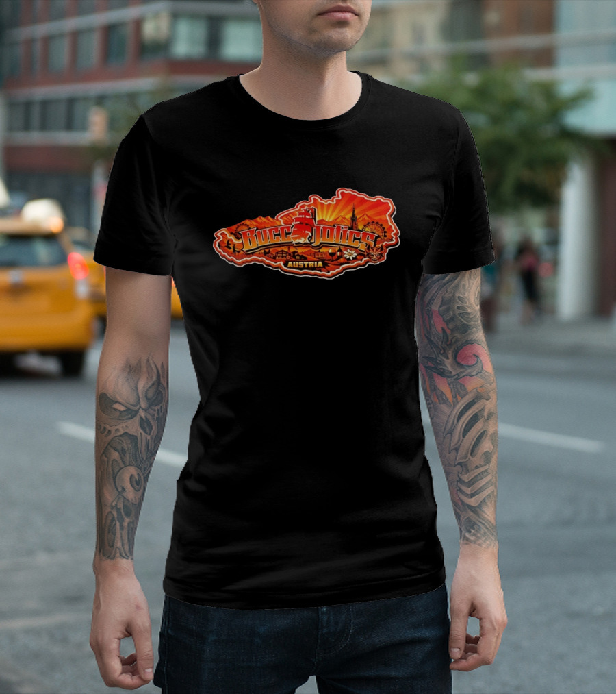 Buccaholics Austria Map With Mountains And Ferris Wheel T-Shirt