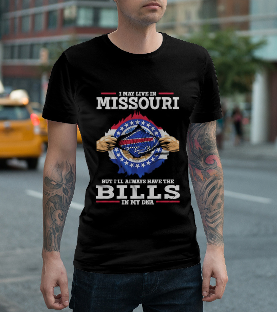 Missouri Resident Buffalo Bills Fan At Heart With Team DNA T-Shirt