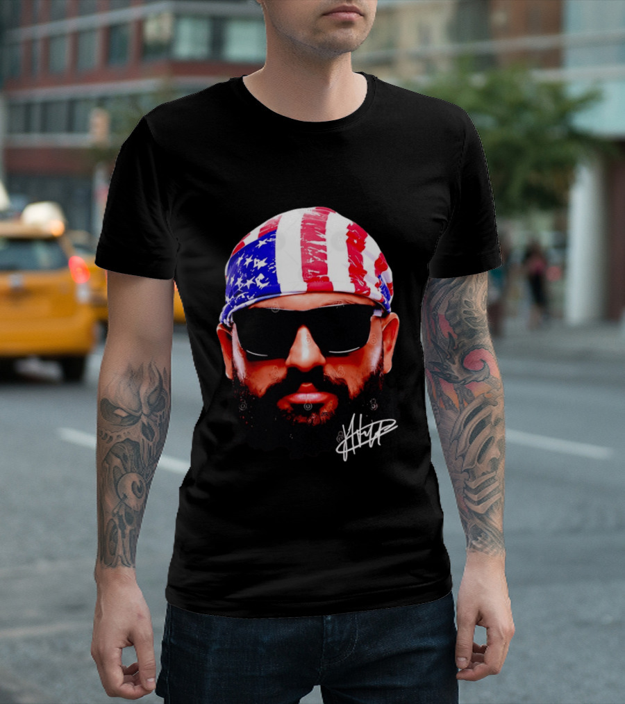 Josh Hokit American Flag Bandana UFC Signature T-Shirt