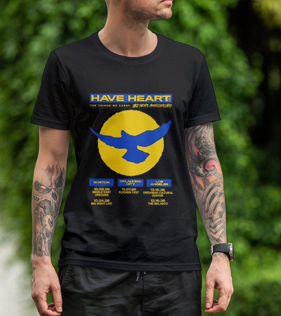 Have Heart The Things We Carry 20 Year Anniversary Tour Boston Philadelphia Los Angeles Bird T-Shirt