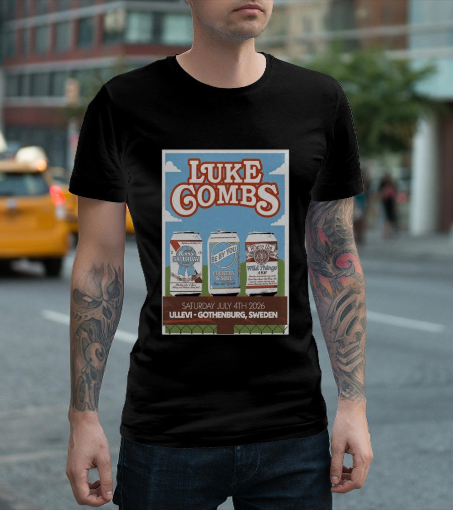 Luke Combs My Kinda Saturday Night Tour July 4 2026 Ullevi Gothenburg Sweden Country And Soul Where The Wild Things Are T-Shirt