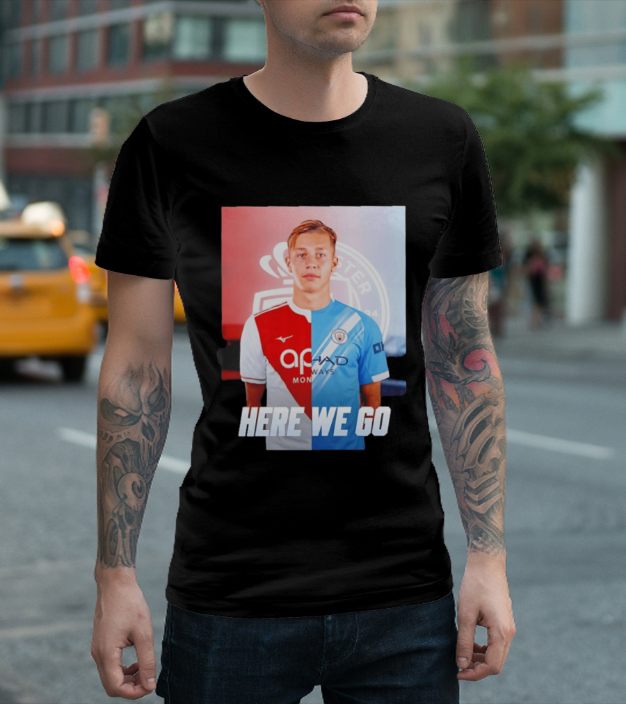 Mathys Detourbet Manchester City AS Monaco Transfer Here We Go T-Shirt