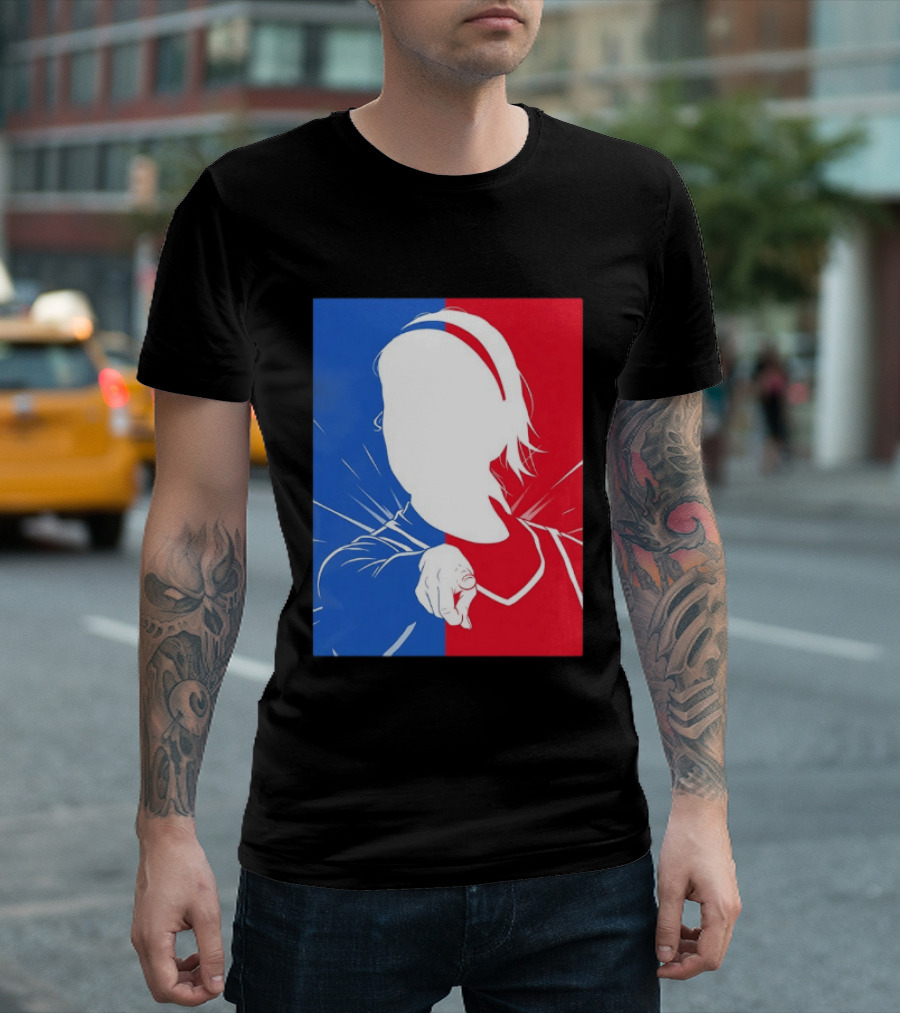 Sophie Cunningham Indiana Fever WNBA Player Silhouette Blue Red T-Shirt