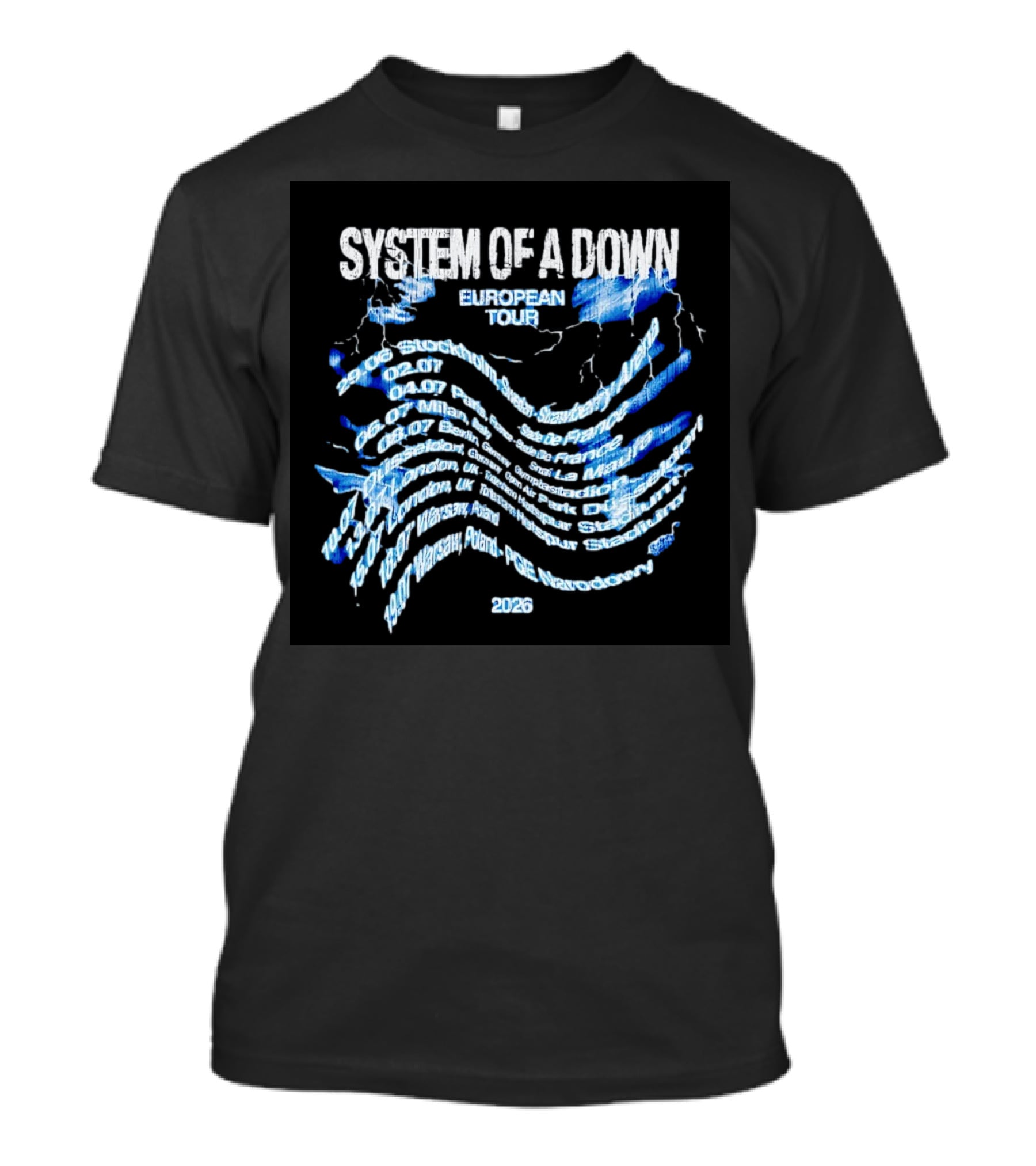 System Of A Down 2026 European Tour Dates UK Poland France Italy Switzerland T-Shirt