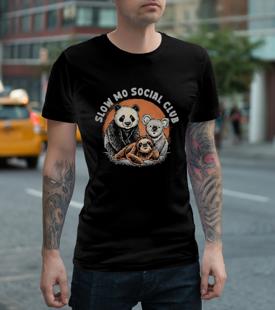 Panda Koala Sloth Slow Mo Social Club Fun Animal Trio T-Shirt