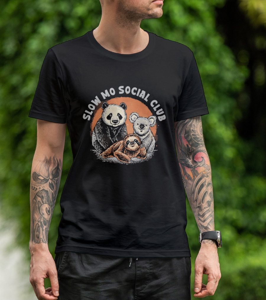 Panda Koala Sloth Slow Mo Social Club Fun Animal Trio T-Shirt