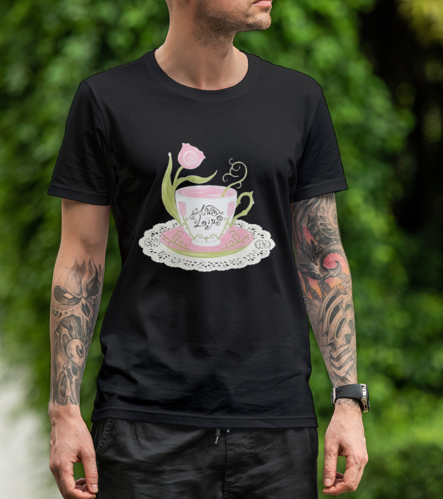 The Two Lips Teacup Floral Saucer Lace Doily T-Shirt