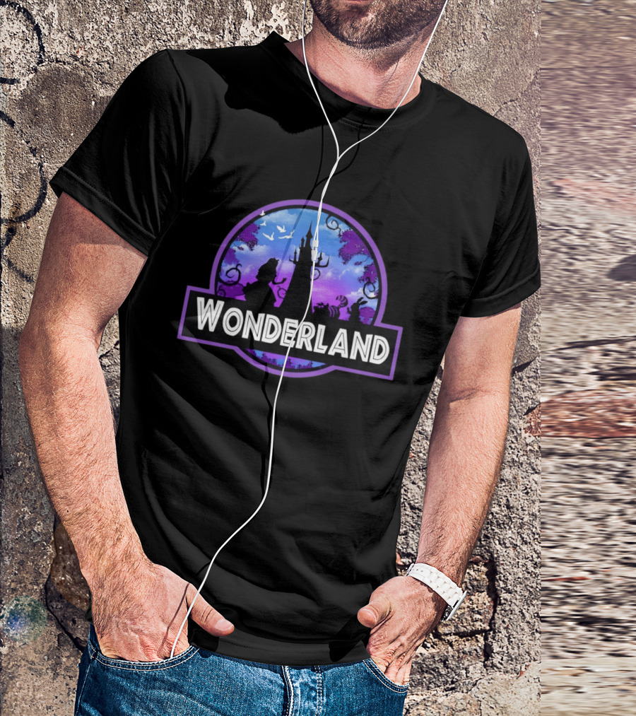 Alice Wonderland Adventure Silhouette Tower Fantasy Scene T-Shirt