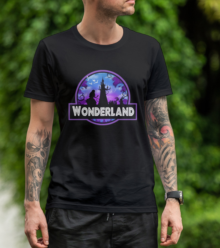 Alice Wonderland Adventure Silhouette Tower Fantasy Scene T-Shirt
