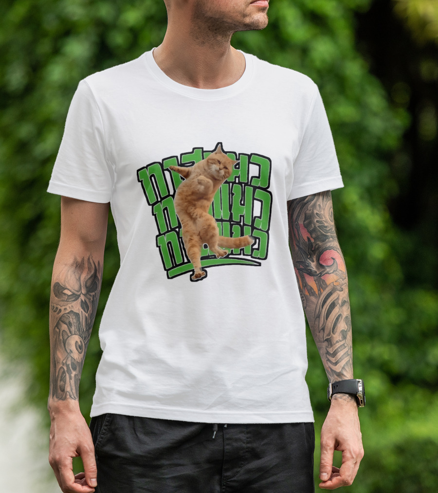 Cat Martial Arts Dance Hebrew T-Shirt