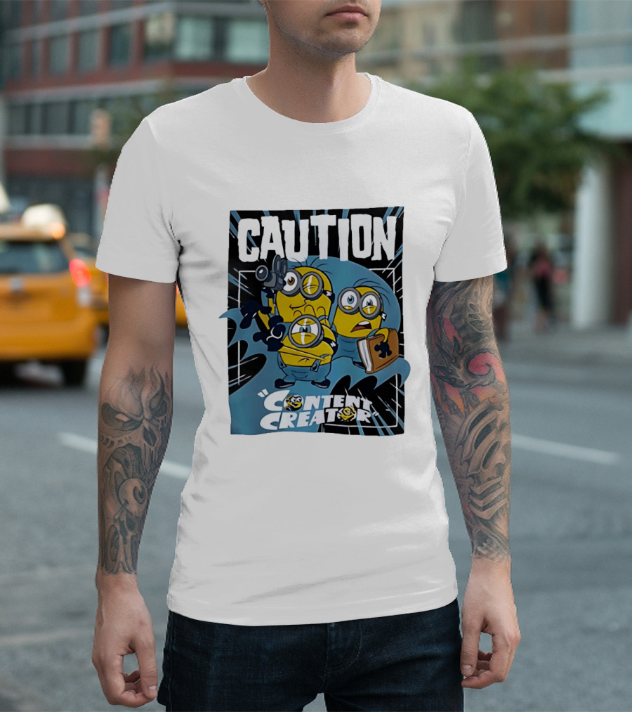 Caution Minions Content Creator Camera Book T-Shirt