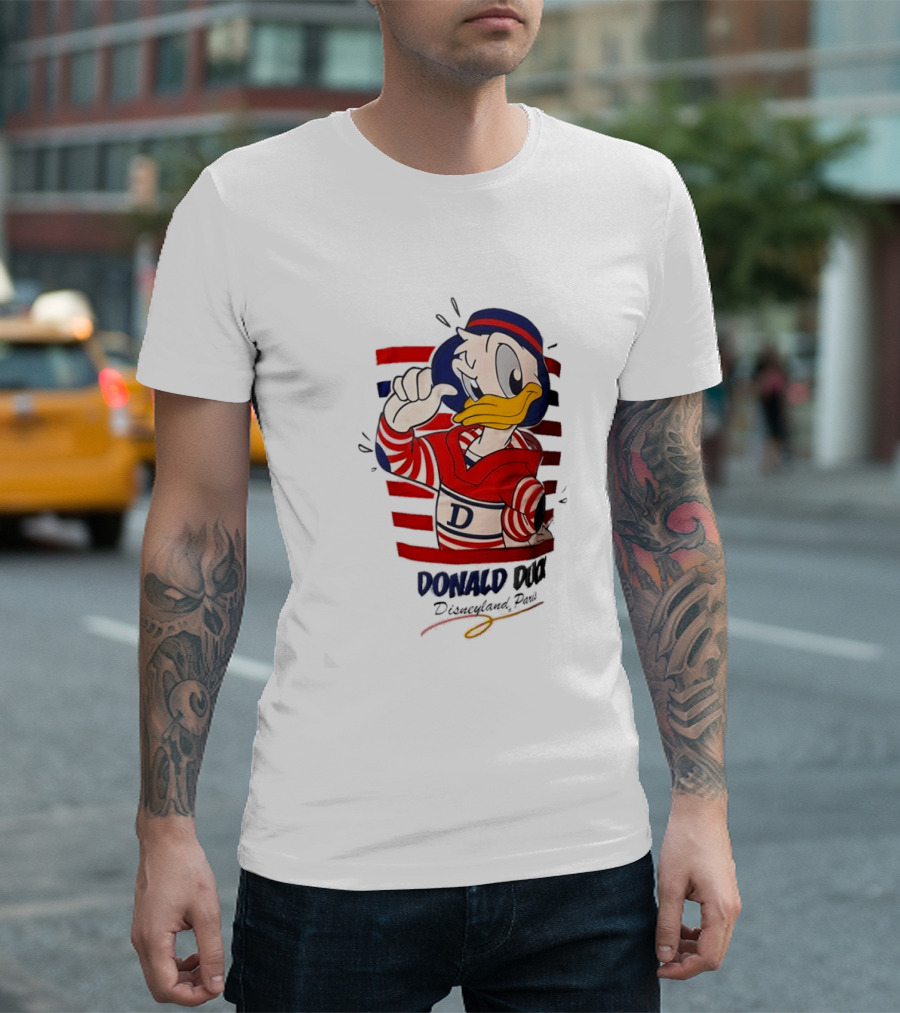 Donald Duck Disneyland Paris Red And White Striped Outfit T-Shirt