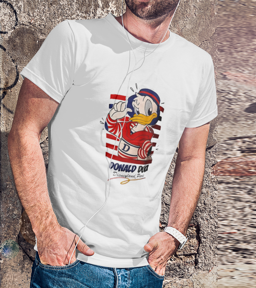 Donald Duck Disneyland Paris Red And White Striped Outfit T-Shirt