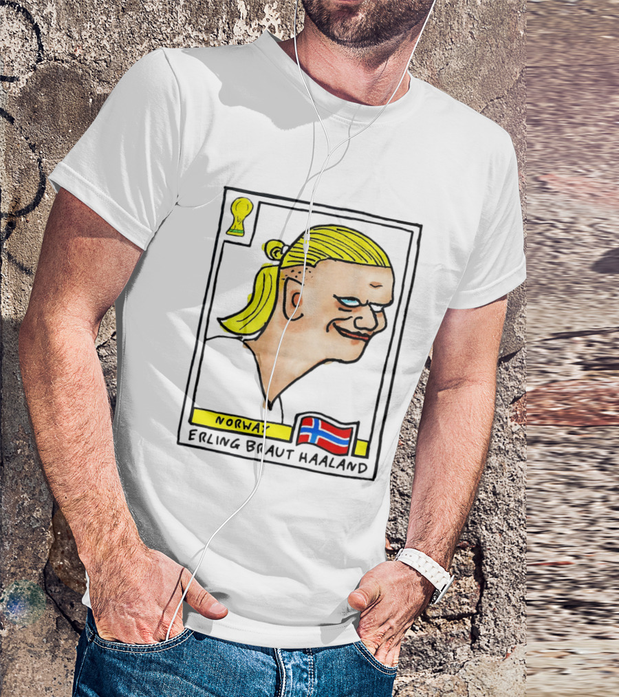 Norway Erling Braut Haaland Caricature Football Trading Card T-Shirt