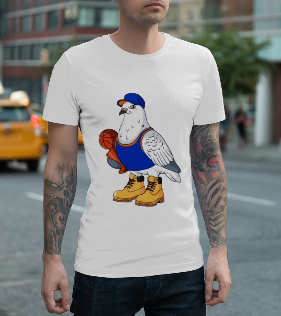 NYC Pigeon New York Forever Basketball Player Cartoon Pigeon In Jersey With Basketball T-Shirt