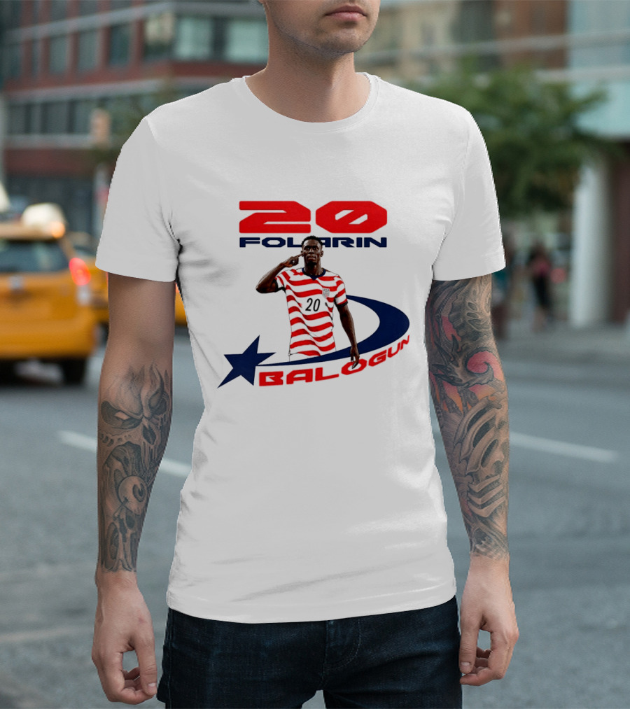 Folarin Balogun 20 Striped United States Soccer Team Star T-Shirt