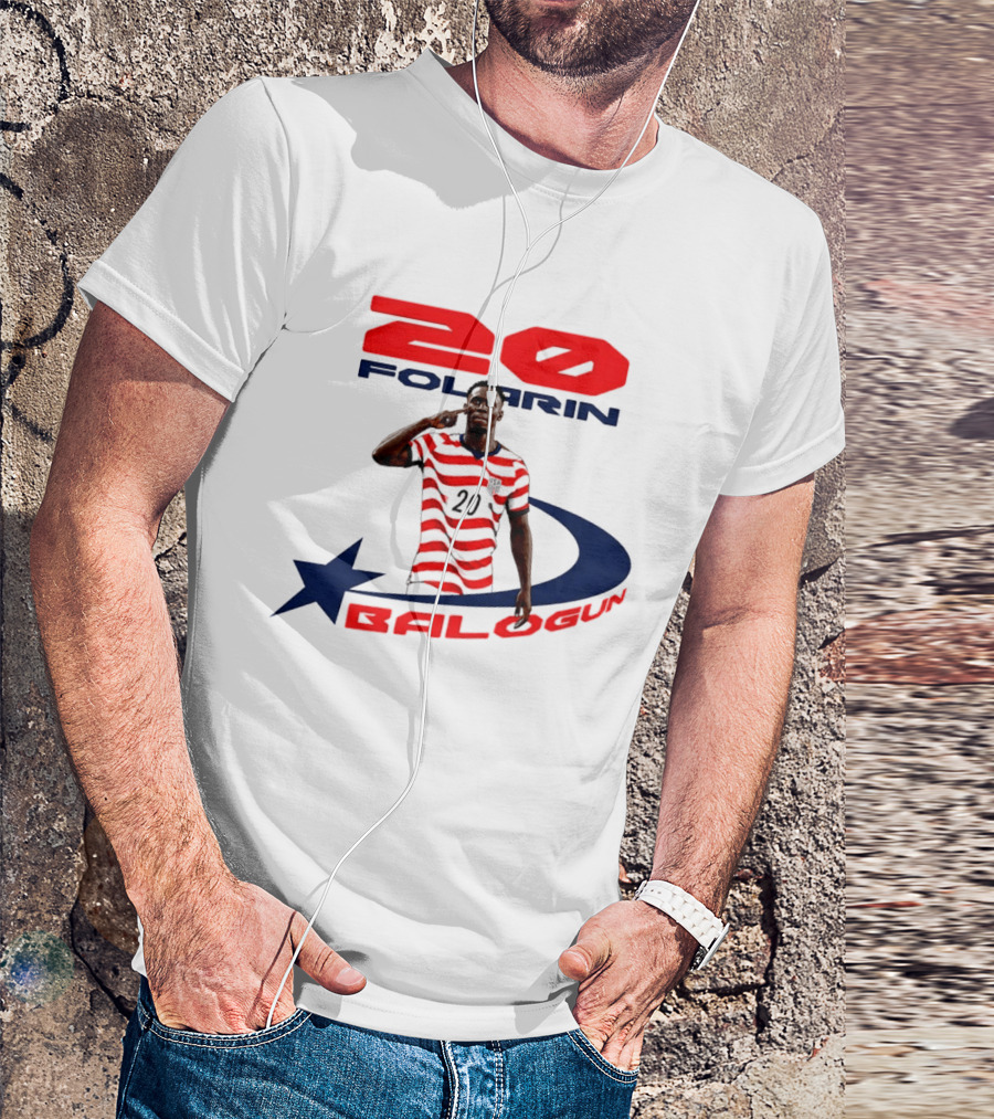 Folarin Balogun 20 Striped United States Soccer Team Star T-Shirt