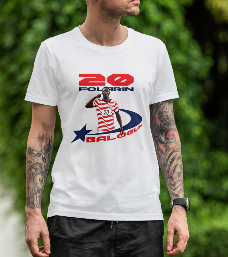 Folarin Balogun 20 Striped United States Soccer Team Star T-Shirt