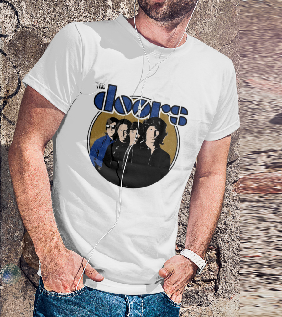 The Doors Faces Band Members Iconic Gold Circle T-Shirt