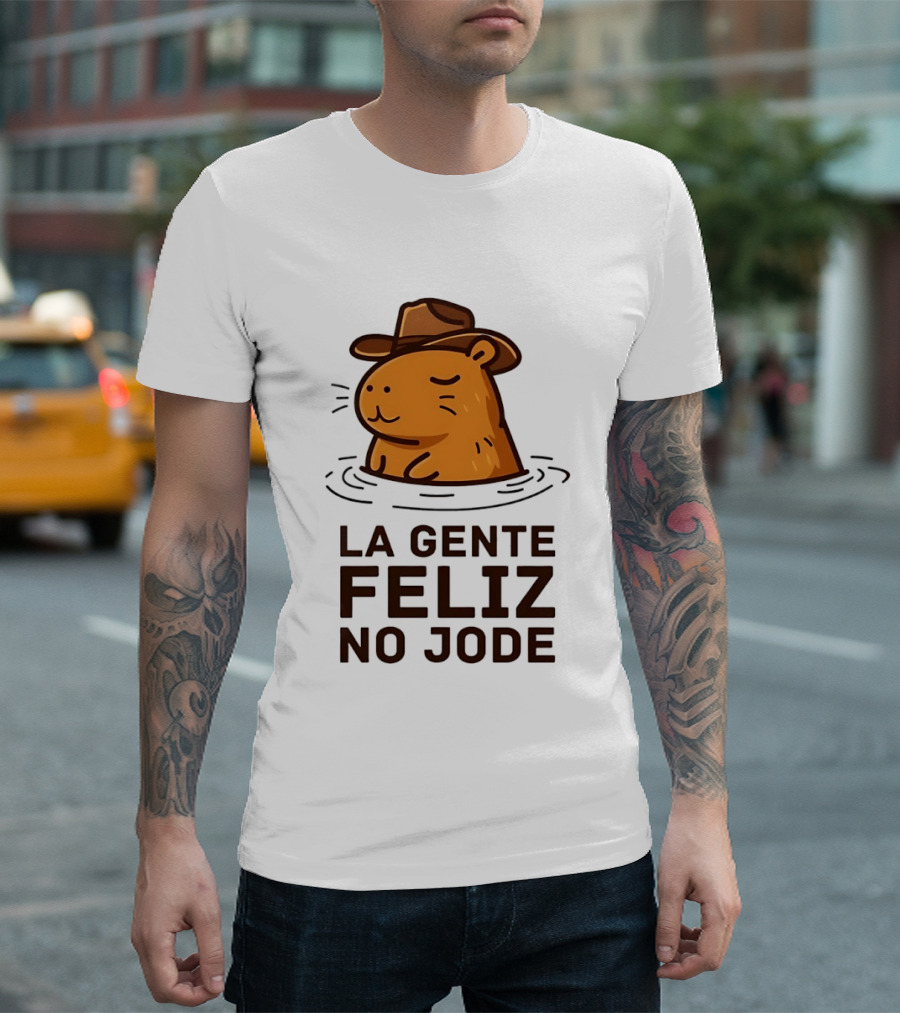 La Gente Feliz No Jode Capybara Cowboy Feliz Capibara Vaquero T-Shirt