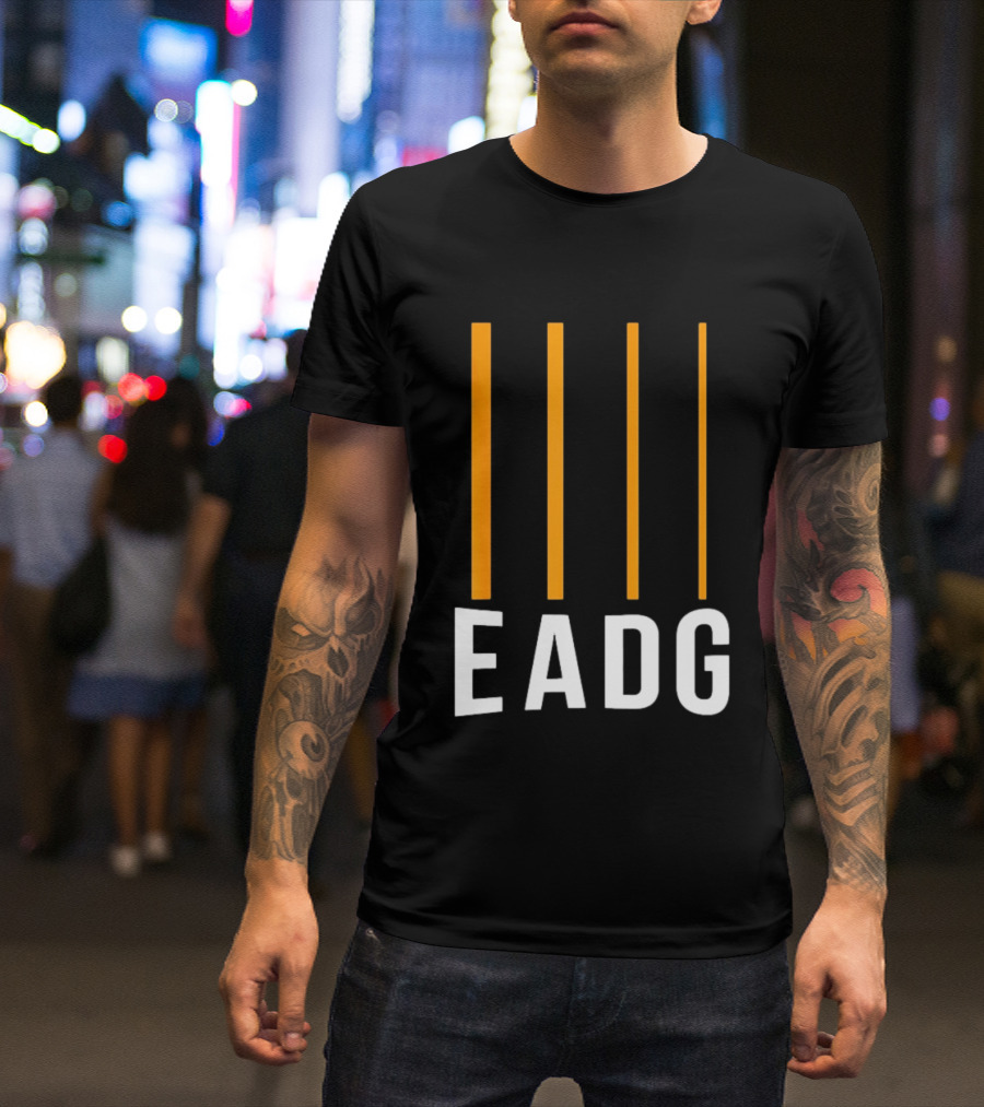 EADG Bass Guitar Four Strings Musician Vertical Lines T-Shirt